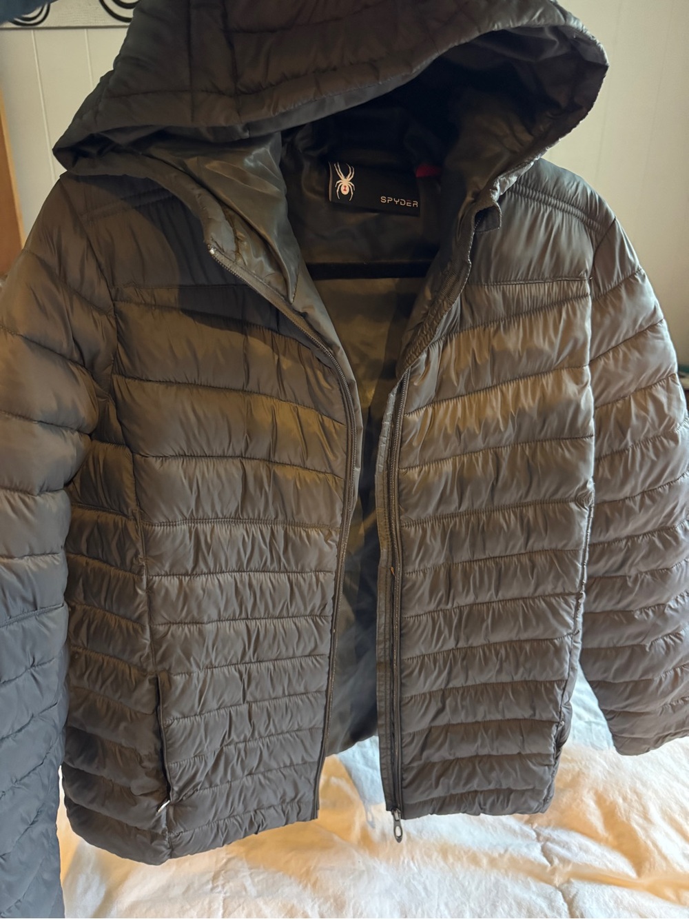 Spyder Women's Quilted Hooded Puffer Jacket - Gray